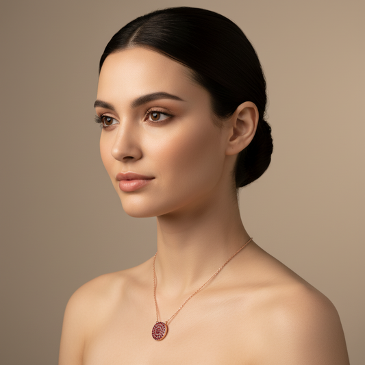 Ruby Pav Disc Pendant Necklace With Ball Chain - Two