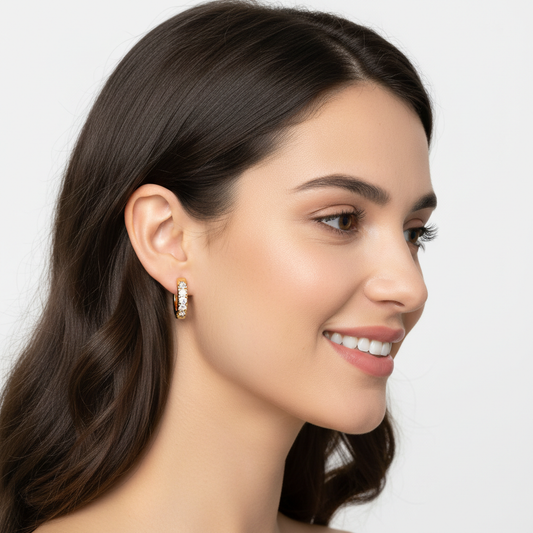 Yellow Gold Diamond Hoop Earings