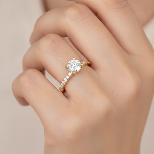 Cool Solitaire Ring In 925 Sterling Silver - Fourteen