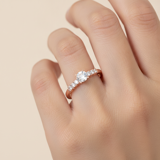 Amazed Solitaire Ring In 925 Sterling Silver - Fourteen