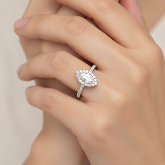 Phenomenal Marquise Shaped Diamond Ring - Fourteen
