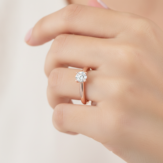 Ripple Solitaire Ring In 925 Sterling Silver - Fourteen