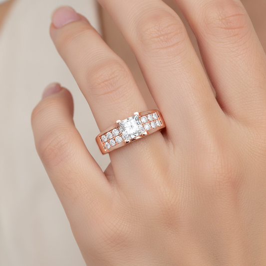 Scintillate Solitaire Ring In 925 Sterling Silver - Fourteen