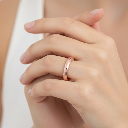 Rose Gold Diamond Vintage Art Deco Wedding Band Ring