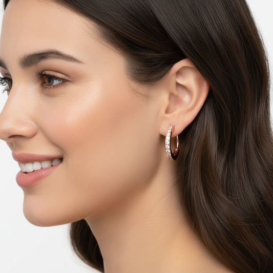 Rose Gold Diamond Hoop Earrings