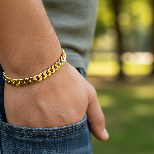 Cuban Link Chain Bracelet With Box Clasp Curb Link Bracelet - Two