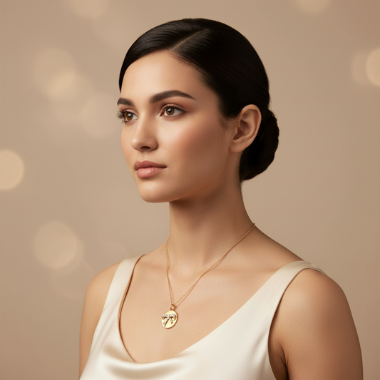 Diamond Bow Disc Pendant Necklace - Five