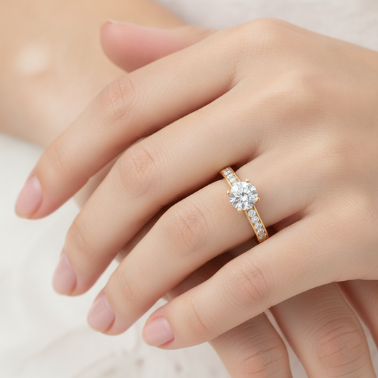Sleazy Solitaire Ring In 925 Sterling Silver - Fourteen