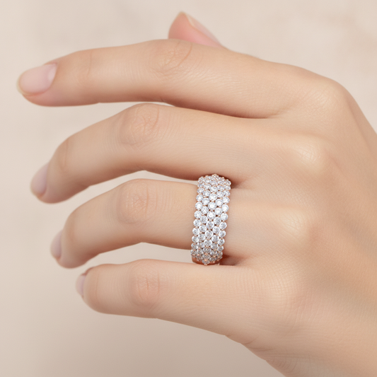 Believe Diamond Band In 925 Sterling Silver - Fourteen