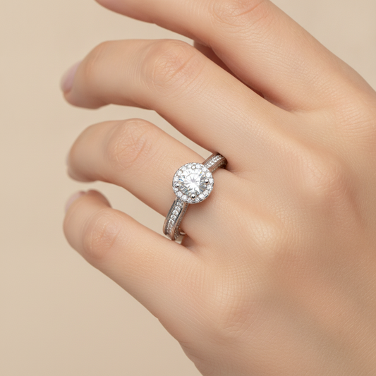 Enchanting Diamond Ring In 925 Sterling Silver - Fourteen