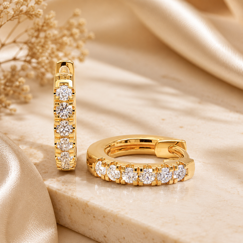 Gemstone Hoop Earrings and Huggies in Solid Gold