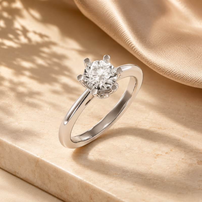 Gold and Silver Solitaire Diamond Rings