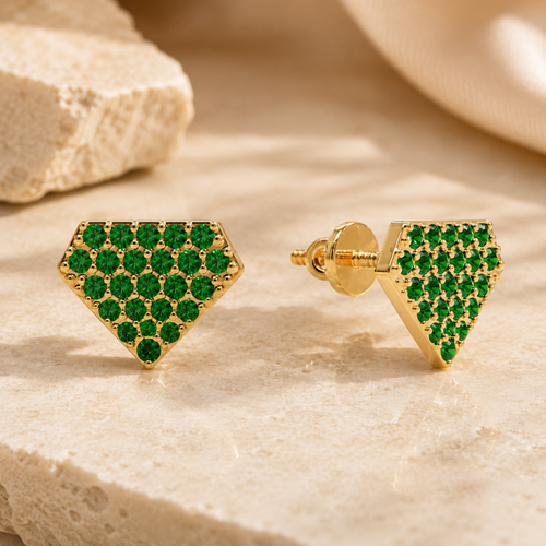 Solid Gold Stud Earrings with Lab Grown Diamonds