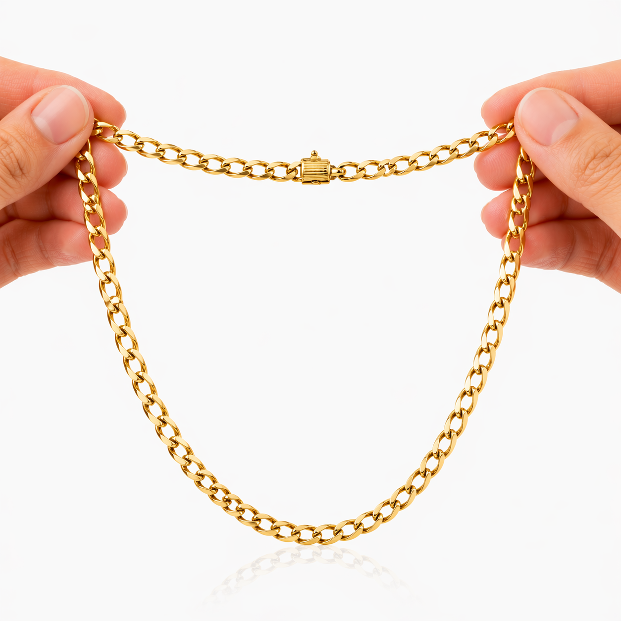 Classic Cuban Link Chain Necklace With Box Clasp - One