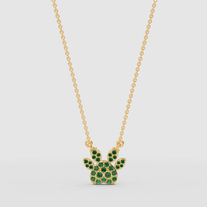 Emerald Paw Print Pendant Necklace - One