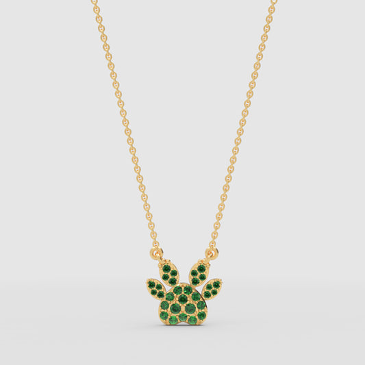 Emerald Paw Print Pendant Necklace - One