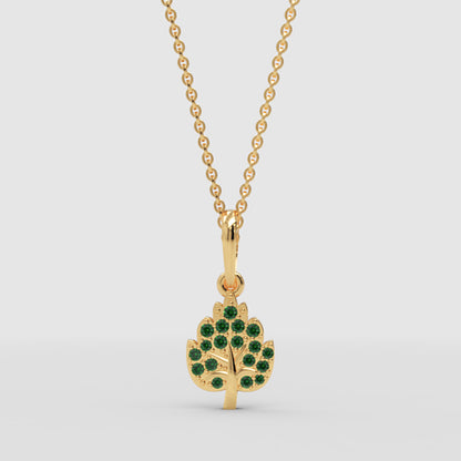 Emerald Tree Of Life Pendant Necklace With Chain - One