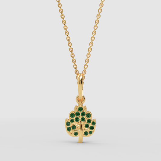Emerald Tree Of Life Pendant Necklace With Chain - One