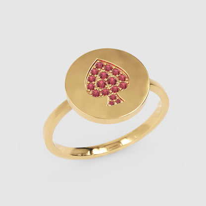Ruby Spade Disc Signet Ring - Five
