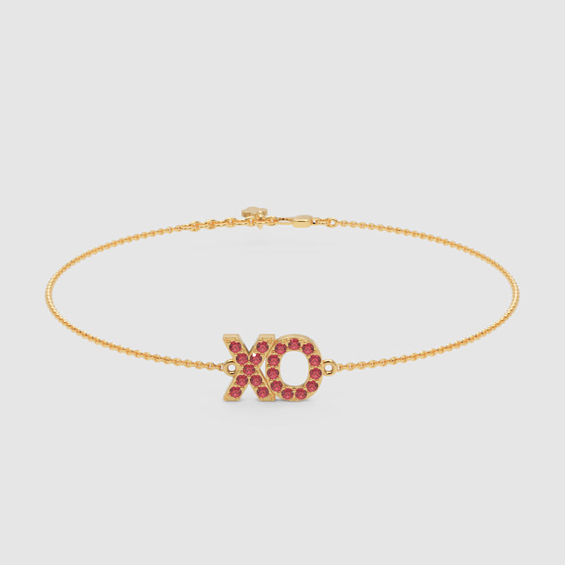 Xo Pink Crystal Bracelet With Adjustable Chain - Five