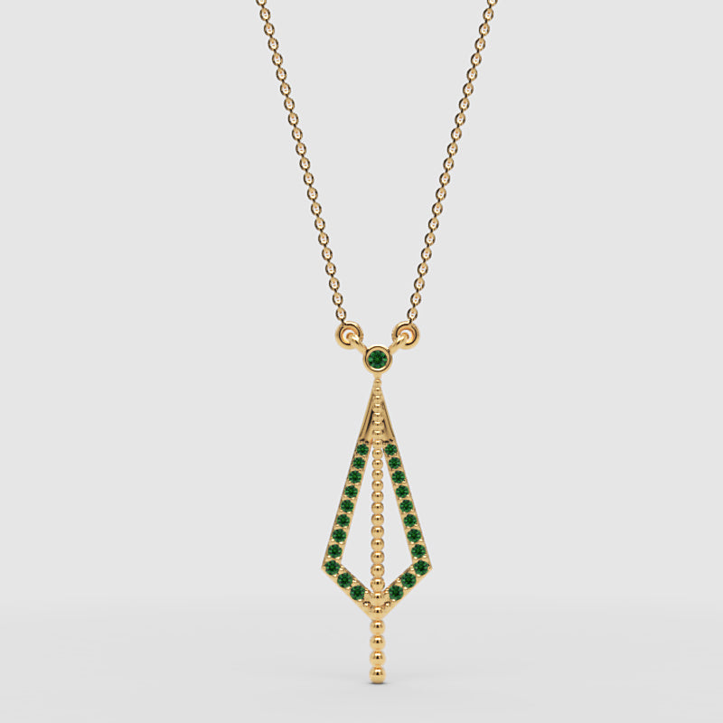 Art Deco Emerald Geometric Drop Pendant Necklace - One