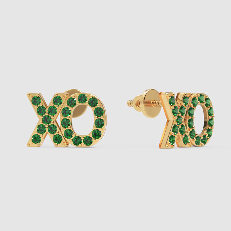 Xo Emerald Pav Stud Earrings - One