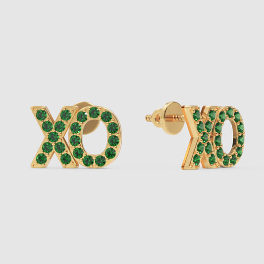 Xo Emerald Pav Stud Earrings - One