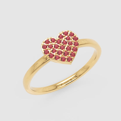 Pav Ruby Heart Ring In Rose Tone - Five