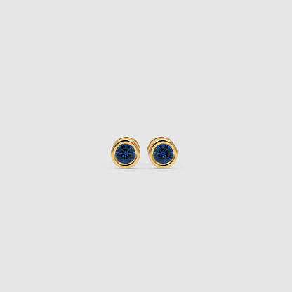 Blue Crystal Bezel Set Stud Earrings - Five