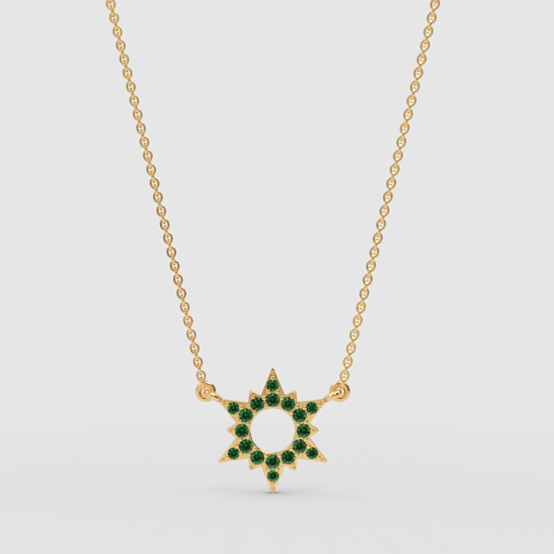 Green Crystal Star Pendant Necklace - One