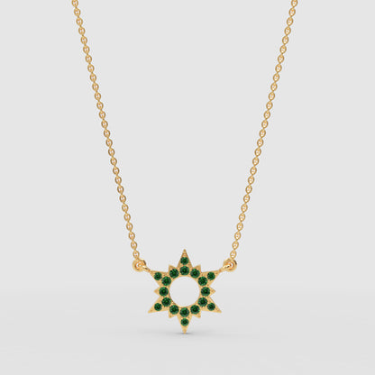Green Crystal Star Pendant Necklace - One
