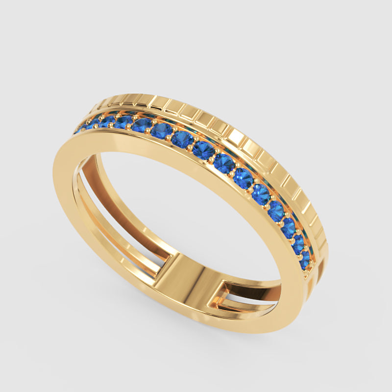 Blue Sapphire Eternity Band Ring With Textured Detail - Seven
