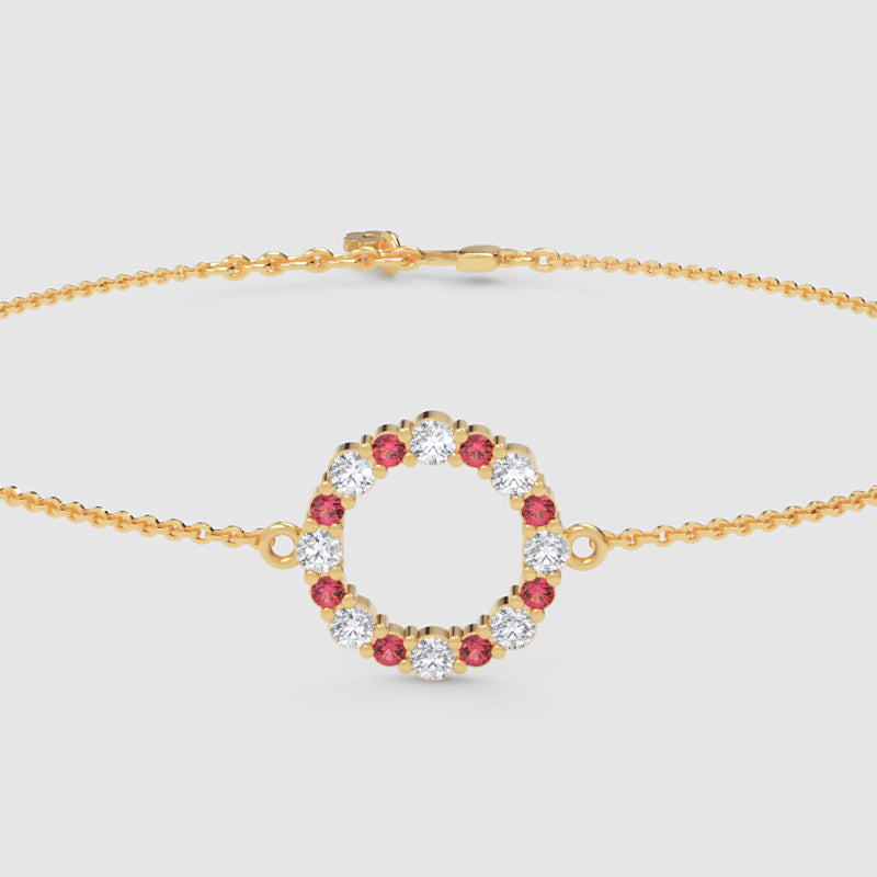 Ruby And Diamond Open Circle Bracelet - Five
