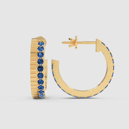 Blue Sapphire Hoop Earrings In Rose Gold – Classic Minimal Color Statement Hoops | Jebij - Five