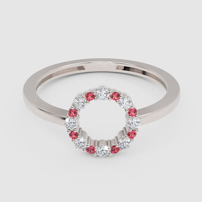 Open Circle Pink Sapphire And Diamond Ring - Five