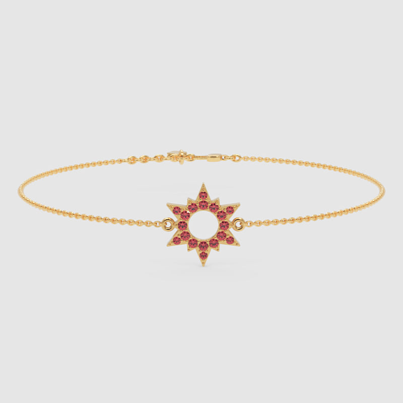 Pink Crystal Starburst Bracelet With Open Center Design - Five