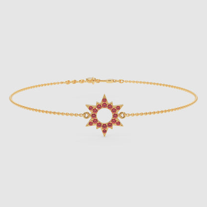 Pink Crystal Starburst Bracelet With Open Center Design - Five