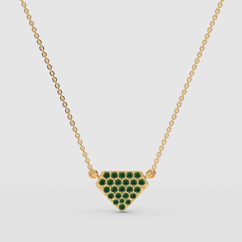 Emerald Pav Triangle Pendant Necklace - One