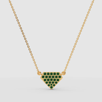 Emerald Pav Triangle Pendant Necklace - One