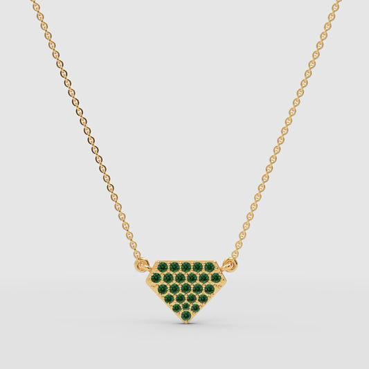 Emerald Pav Triangle Pendant Necklace - One