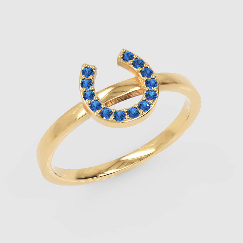 Blue Crystal Horseshoe Ring - Five