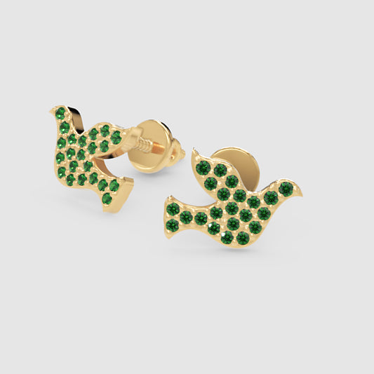 Emerald Pav Dachshund Dog Stud Earrings