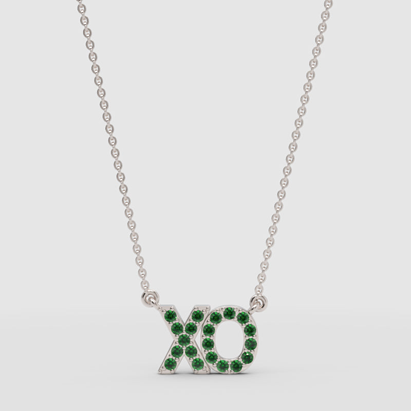 Xo Hugs And Kisses Emerald Crystal Pendant Necklace - Three
