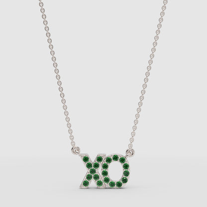 Xo Hugs And Kisses Emerald Crystal Pendant Necklace - Three