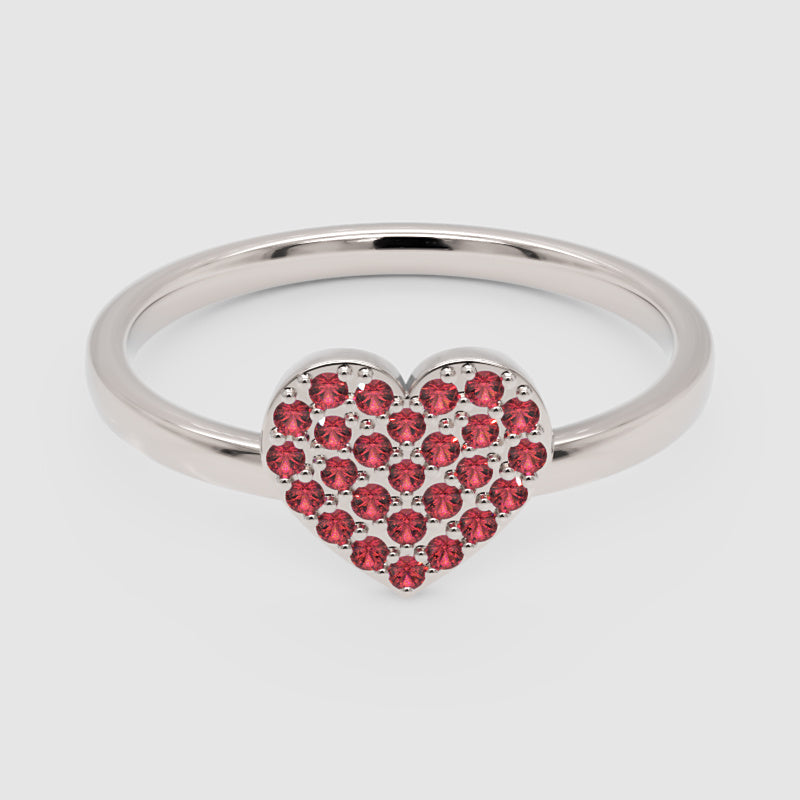 Pav Ruby Heart Ring In Rose Tone - Six