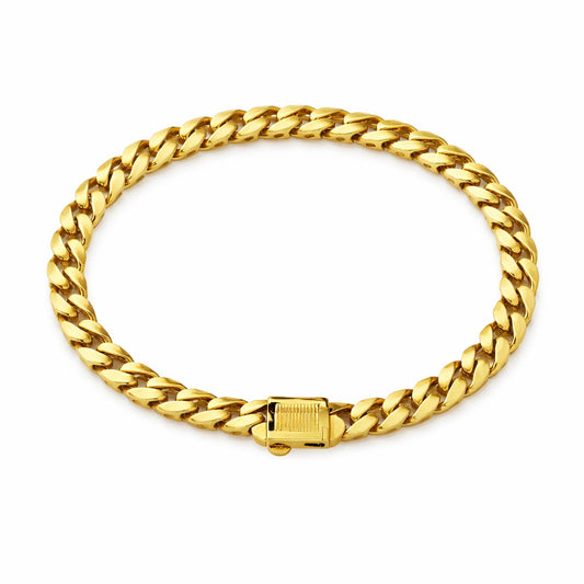 Bold Men’s Gold Chain Bracelet Wide Cuban Curb Style - One