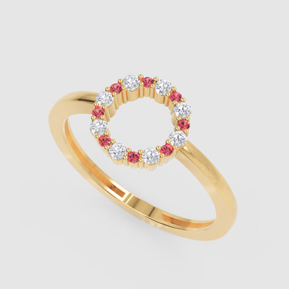 Open Circle Pink Sapphire And Diamond Ring - Six