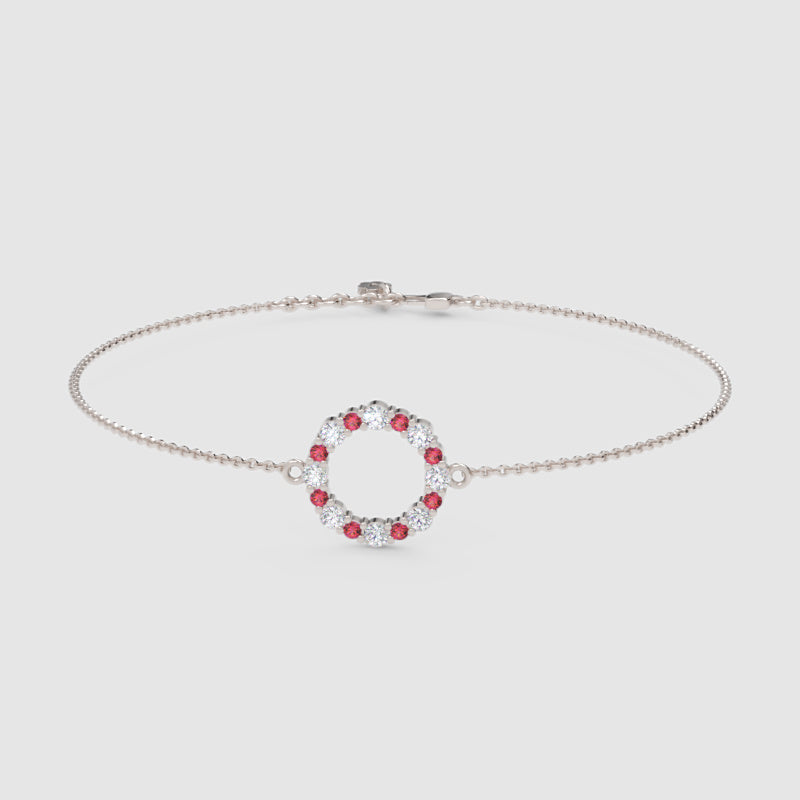Ruby And Diamond Open Circle Bracelet - Six