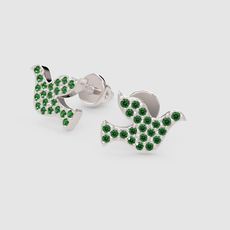 Emerald Pav Dachshund Dog Stud Earrings - Three
