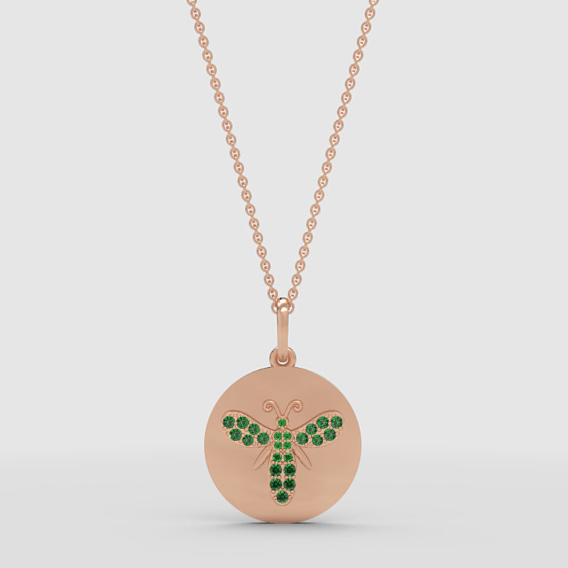 Emerald Butterfly Disc Pendant Necklace - Two